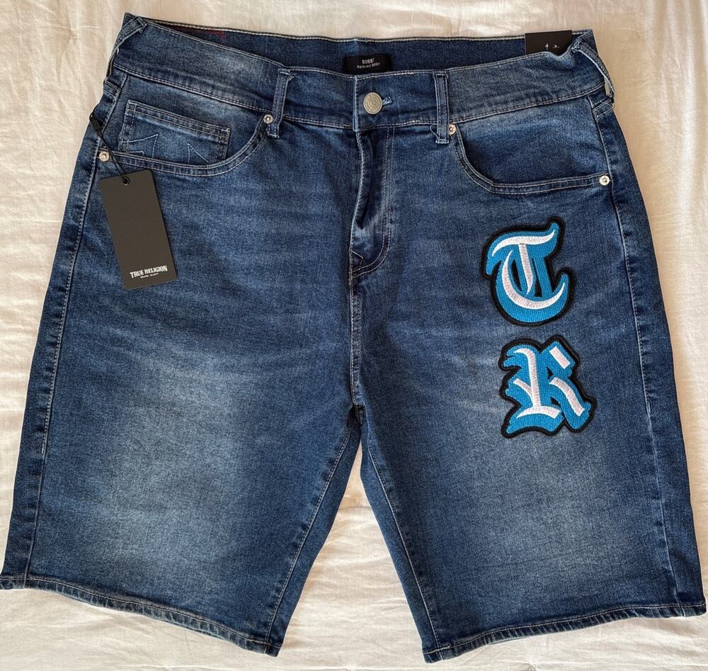 NWT True Religion Bobby Relaxed Baggy Shorts Mens Size 34 Medium Blaze Wash $139